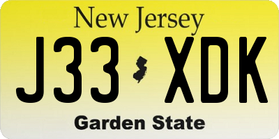 NJ license plate J33XDK