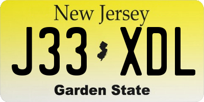 NJ license plate J33XDL