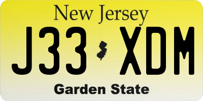 NJ license plate J33XDM