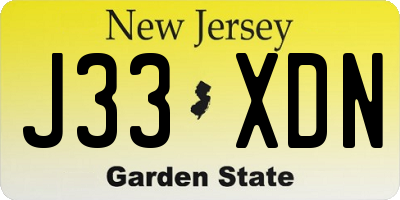 NJ license plate J33XDN