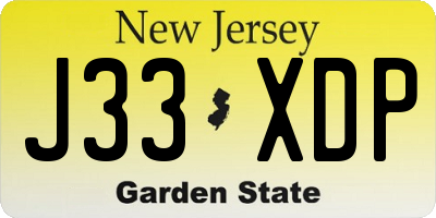 NJ license plate J33XDP