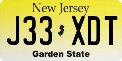 NJ license plate J33XDT