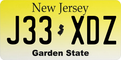 NJ license plate J33XDZ