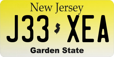 NJ license plate J33XEA