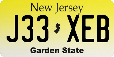 NJ license plate J33XEB