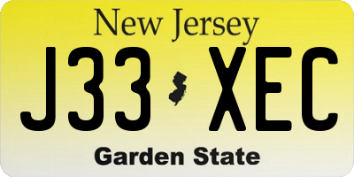 NJ license plate J33XEC