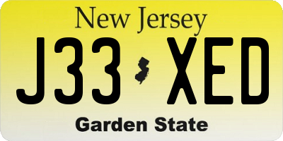 NJ license plate J33XED