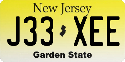 NJ license plate J33XEE