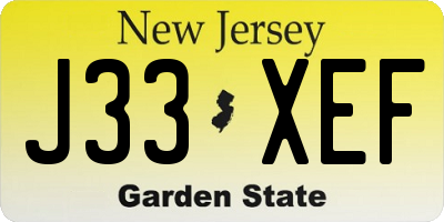 NJ license plate J33XEF