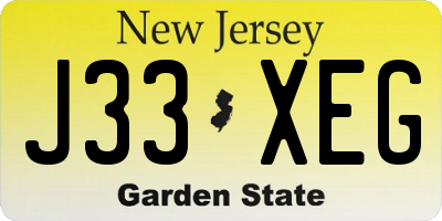 NJ license plate J33XEG