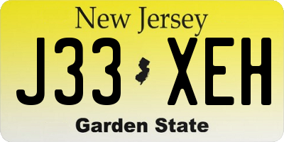 NJ license plate J33XEH