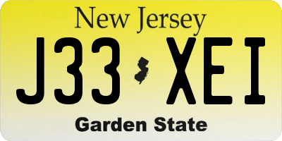 NJ license plate J33XEI