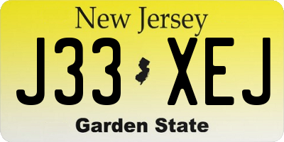 NJ license plate J33XEJ