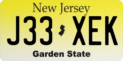NJ license plate J33XEK