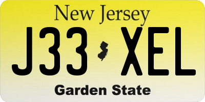 NJ license plate J33XEL