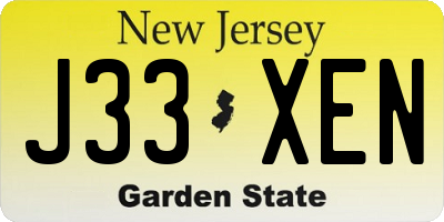 NJ license plate J33XEN