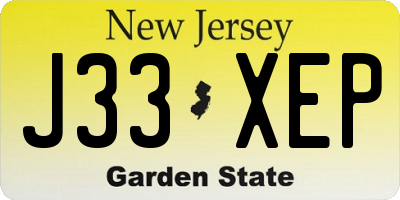 NJ license plate J33XEP