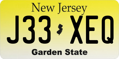 NJ license plate J33XEQ