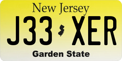 NJ license plate J33XER