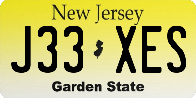 NJ license plate J33XES