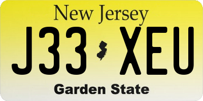 NJ license plate J33XEU