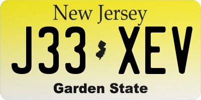 NJ license plate J33XEV