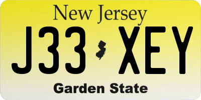 NJ license plate J33XEY