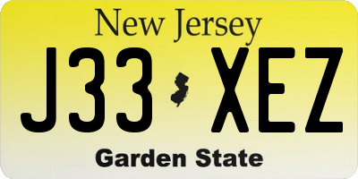 NJ license plate J33XEZ