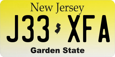 NJ license plate J33XFA