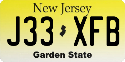 NJ license plate J33XFB