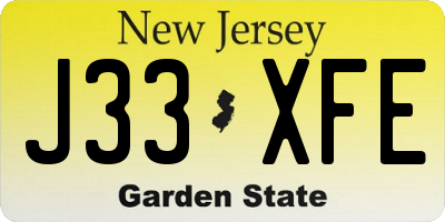 NJ license plate J33XFE