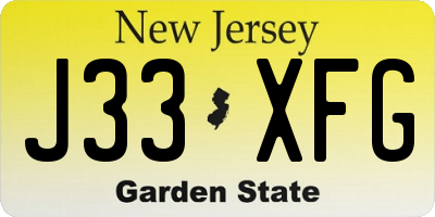 NJ license plate J33XFG