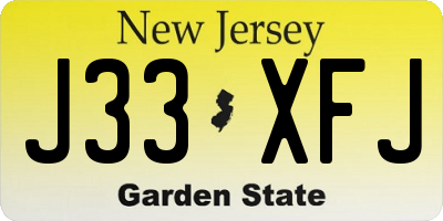 NJ license plate J33XFJ