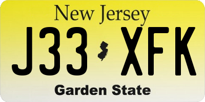 NJ license plate J33XFK