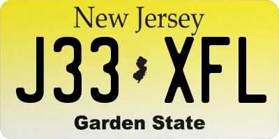 NJ license plate J33XFL