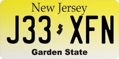 NJ license plate J33XFN