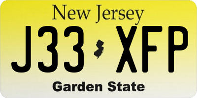 NJ license plate J33XFP