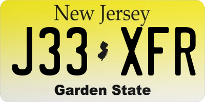 NJ license plate J33XFR