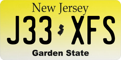 NJ license plate J33XFS