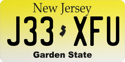 NJ license plate J33XFU