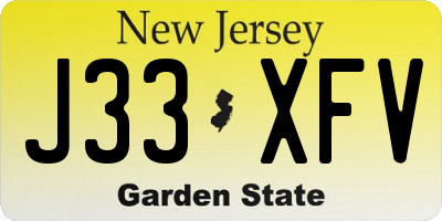 NJ license plate J33XFV