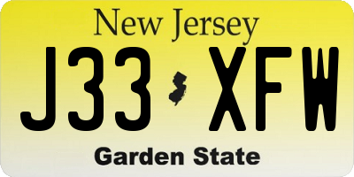 NJ license plate J33XFW
