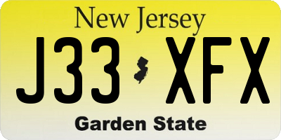 NJ license plate J33XFX