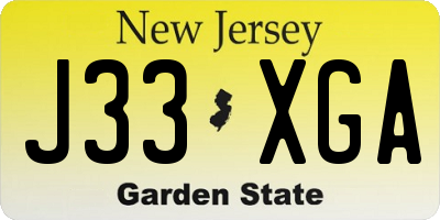 NJ license plate J33XGA