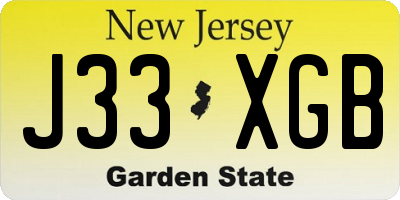 NJ license plate J33XGB