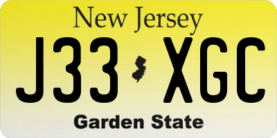 NJ license plate J33XGC