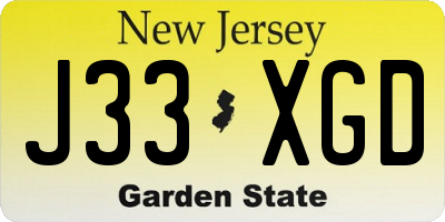 NJ license plate J33XGD