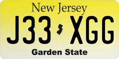 NJ license plate J33XGG