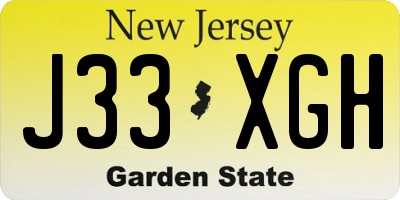 NJ license plate J33XGH