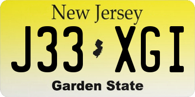 NJ license plate J33XGI